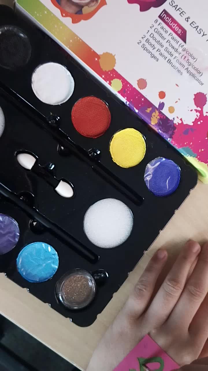 720x1280 Fashionable Skin Friendly Face And Body Paint Kit With Stencils - Glitter Watercolor Paint