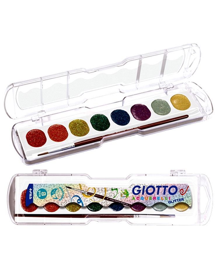 750x950 Giotto Acquerelli Glitter Watercolour Paint Blocks 8 Colours - Glitter Watercolor Paint
