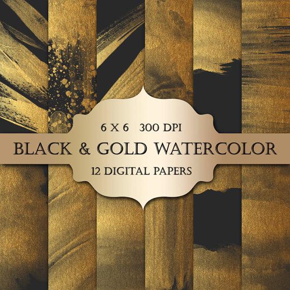 570x570 Gold Watercolor Digital Papers - Glitter Watercolor Paint