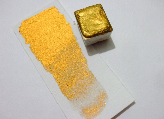 570x413 Rich Gold Metallic Handmade Watercolor Paint Calligraphy Etsy - Glitter Watercolor Paint