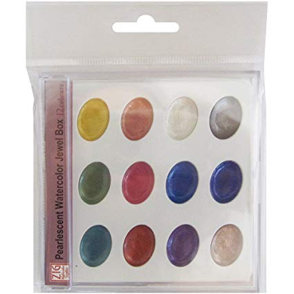 425x425 Zig Kuretake Watercolor 12 Colors Palette, Metallic - Glitter Watercolor Paint