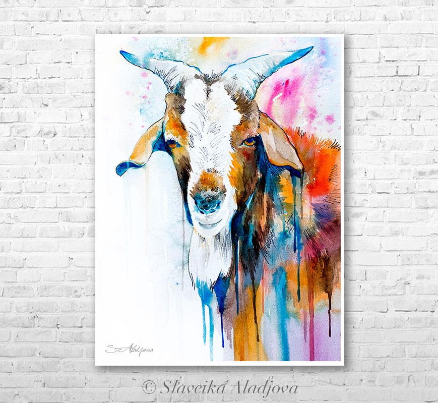 869x799 Goat Watercolor Painting By Slaveika Aladjova On Behance - Goat Watercolor