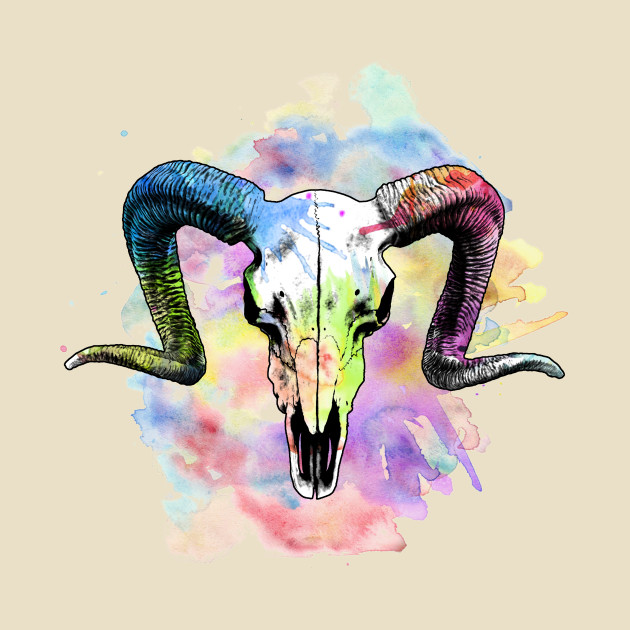 630x630 Watercolor Goat Skull - Goat Watercolor