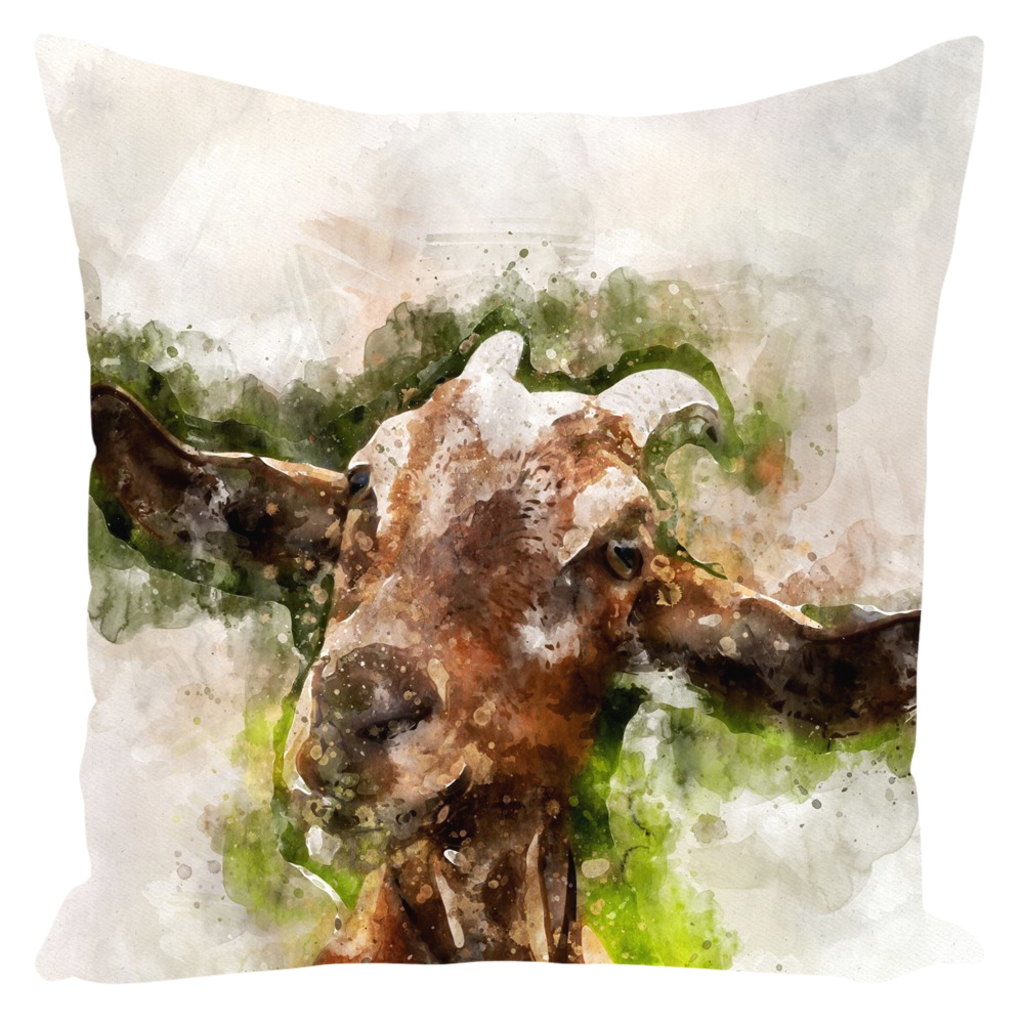 1024x1024 Watercolor Goat Throw Pillow Barnyard Bliss - Goat Watercolor