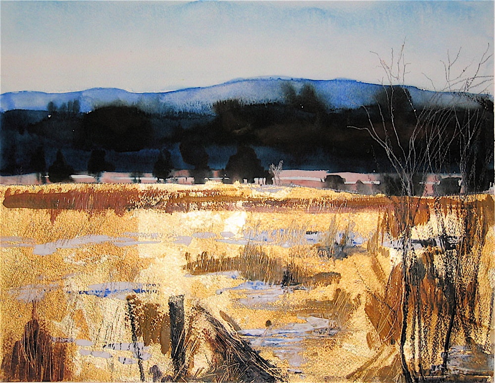 1000x774 Field Of Texture - Gold Leaf Watercolor