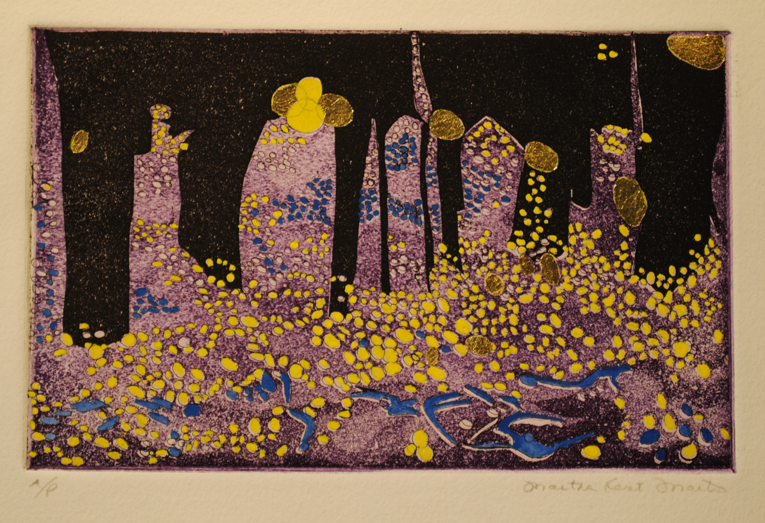 2574x1761 Intaglio Martha Kent Martin - Gold Leaf Watercolor