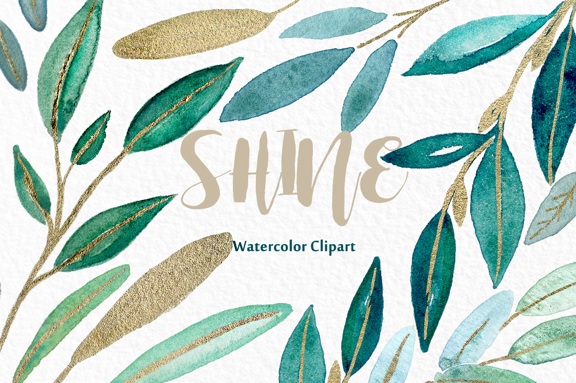 1160x772 Shine Gold Leaves. Watercolor Clipart By Labfcreations - Gold Leaf Watercolor