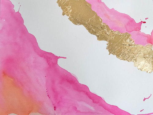 500x375 Diy Watercolor And Gold Leaf Technique - Gold Leaf Watercolor