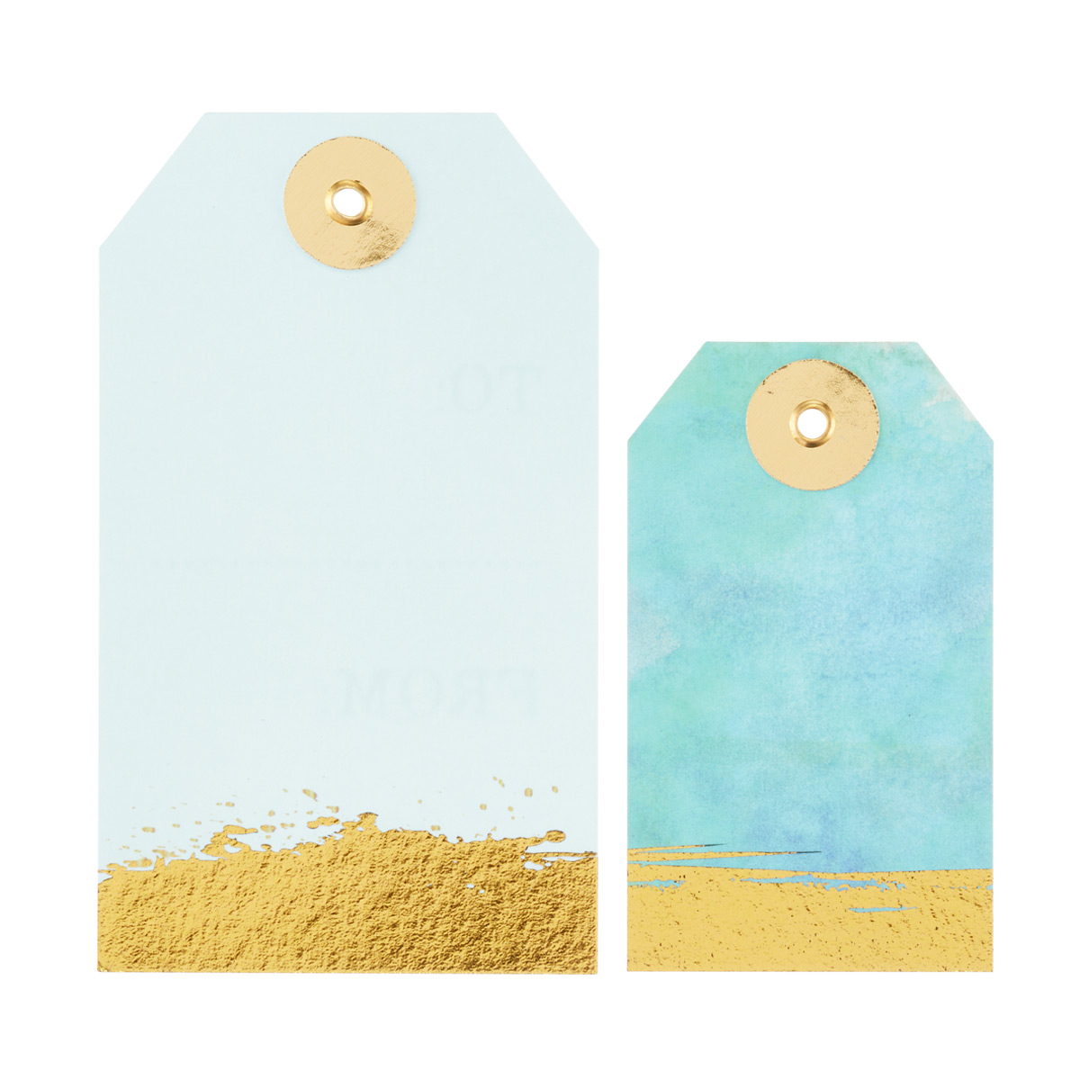 1200x1200 Aqua Amp Gold Watercolor Gift Tags The Container Store - Gold Watercolor