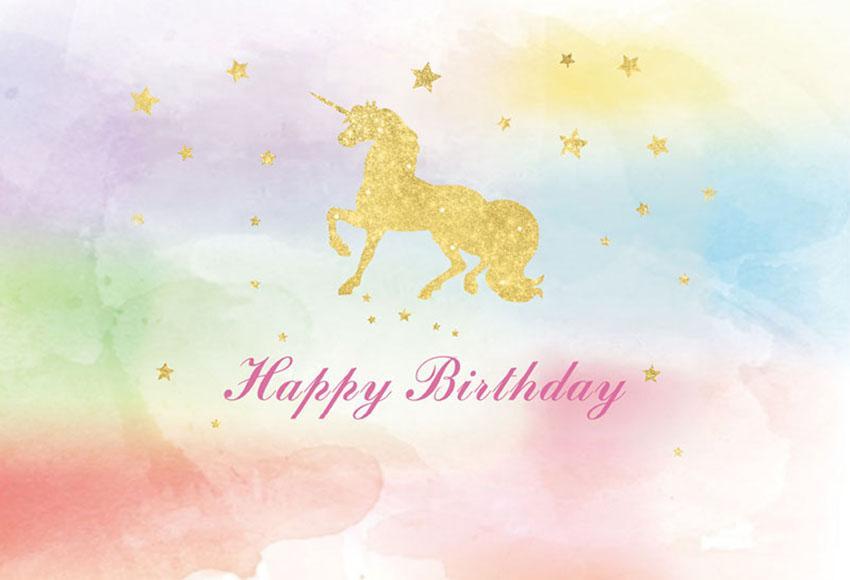 850x580 Golden Unicorn Patterned On Watercolor Background For Baby - Gold Watercolor Background