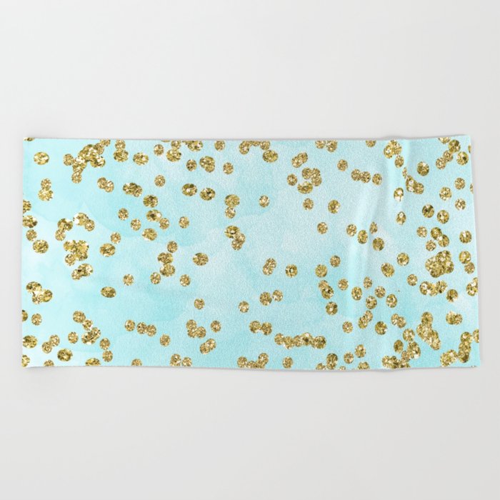 700x700 Sparkling Gold Glitter Confetti On Aqua Ocean Blue Watercolor - Gold Watercolor Background
