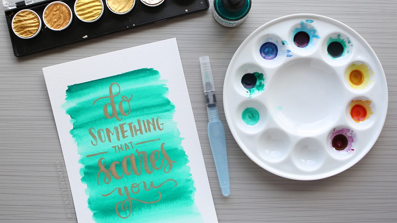 1280x720 Finetec Gold Brush Lettering Over Hydrus Watercolor Background - Gold Watercolor Background