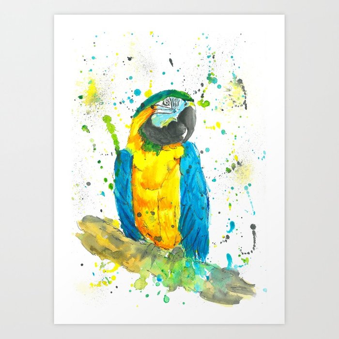 700x700 Blue Amp Gold Macaw - Gold Watercolor Paint