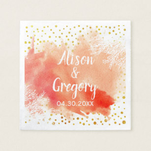 307x307 Watercolor Splash Napkins - Gold Watercolor Splash