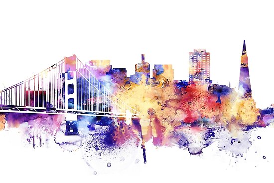 550x367 San Francisco, Golden Gate Bridge Watercolor , San Francisco Art - Golden Gate Bridge Watercolor