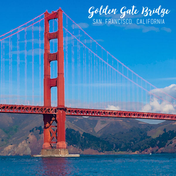 600x600 Scrapbook Customs Left Watercolor Golden Gate Bridge Paper - Golden Gate Bridge Watercolor