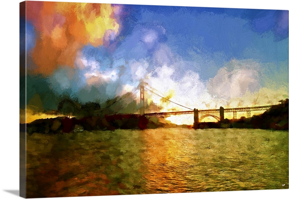 1000x690 Watercolor Golden Gate Bridge Ii, San Francisco Painting Series - Golden Gate Bridge Watercolor