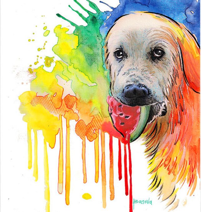 642x676 Golden Retriever Watercolor Print From Original Watercolor Etsy - Golden Retriever Watercolor