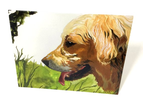 570x439 Watercolor Golden Retriever Stationery Blank Cards - Golden Retriever Watercolor