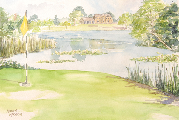600x402 Malone Golf Club Watercolour - Golf Course Watercolor
