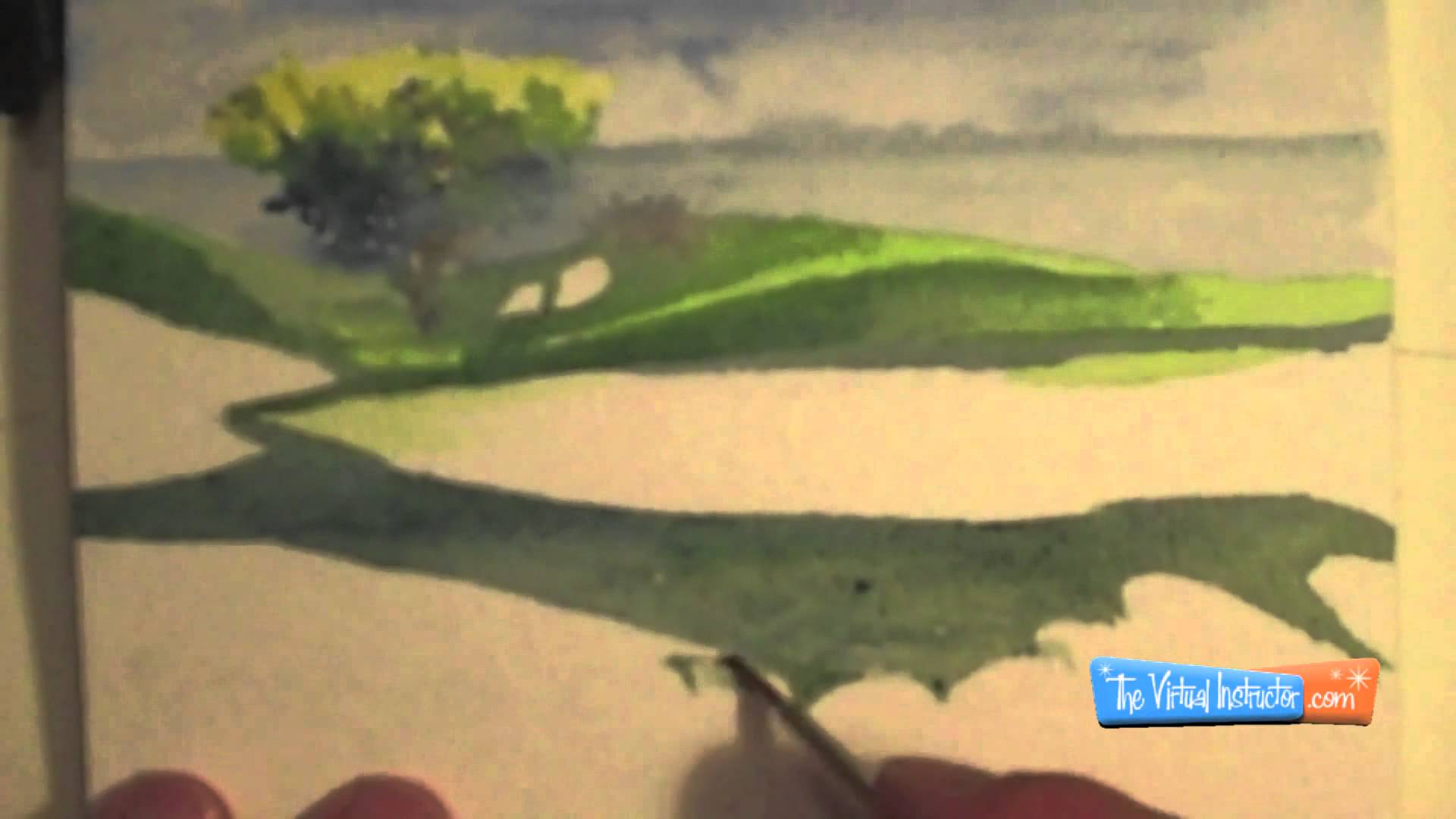 1920x1080 Miniature Watercolor Painting Golf Course - Golf Course Watercolor