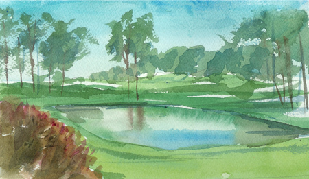 450x261 Golf Course Sketch - Golf Course Watercolor