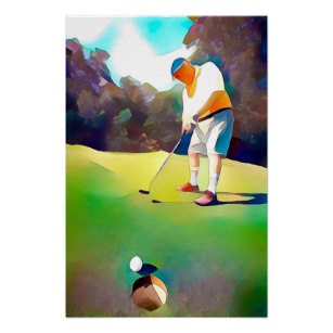 307x307 Golf Watercolor Art Amp Wall Zazzle.ca - Golf Watercolor