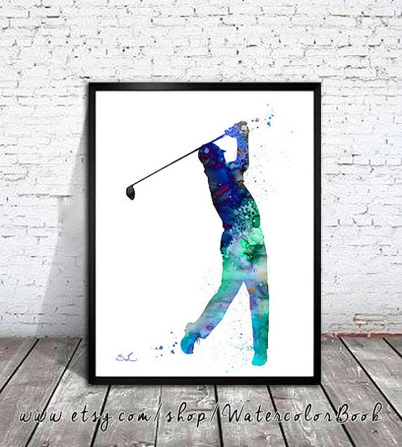 570x634 Golf Watercolor Painting Print, Golf Art, Watercolor Print, Sport - Golf Watercolor