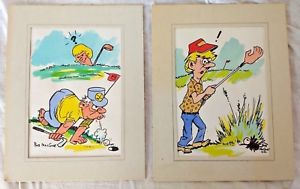300x189 Original Bob Maccourt 5x7 Cartoon Funny Comic Golf Watercolor - Golf Watercolor