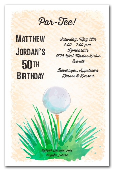 432x648 Watercolor Golf Ball Invitations - Golf Watercolor