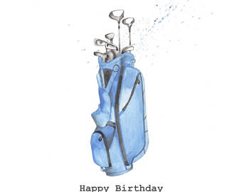 340x270 Watercolor Golf Card Etsy - Golf Watercolor