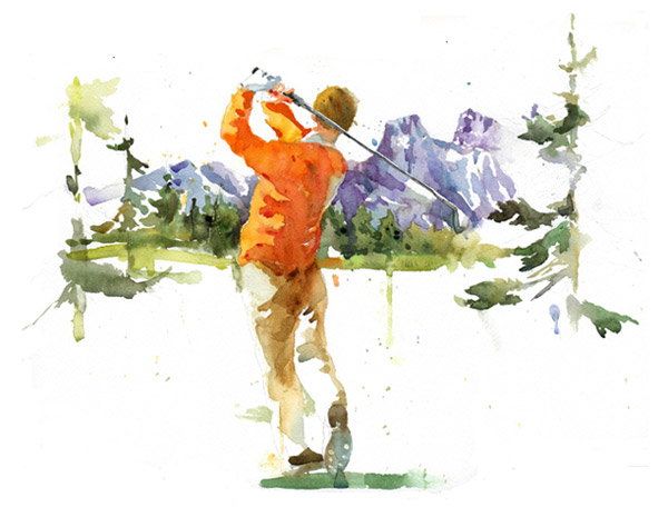 600x474 Golf Leslie Bell - Golf Watercolor