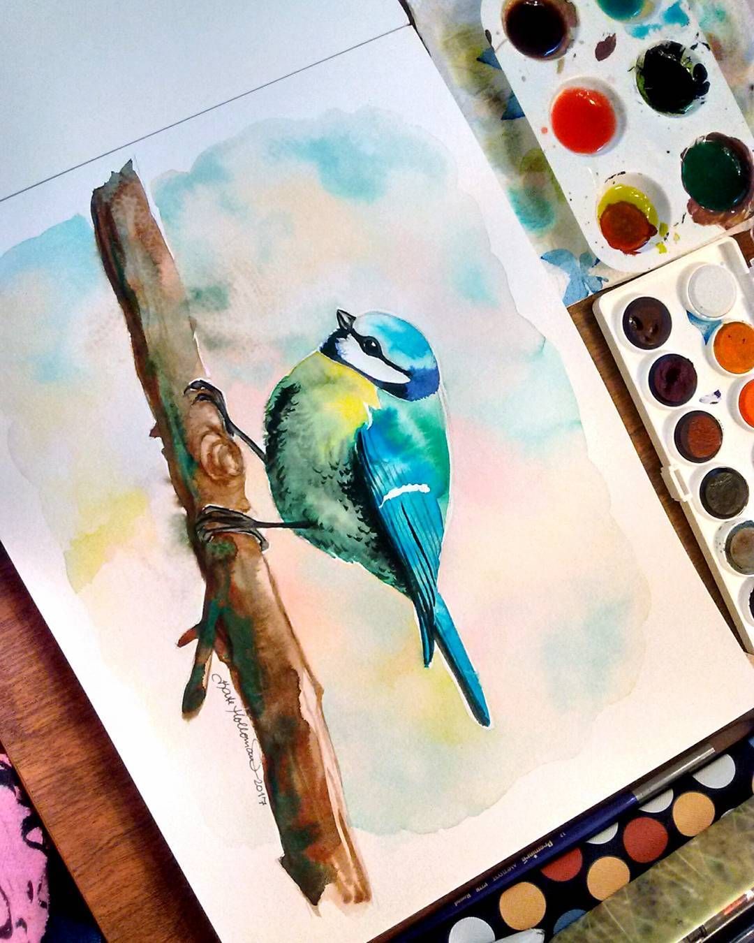 1080x1350 Kateholloman) Morning World Titmouse Watercolor On A 9x12 - Good Watercolors