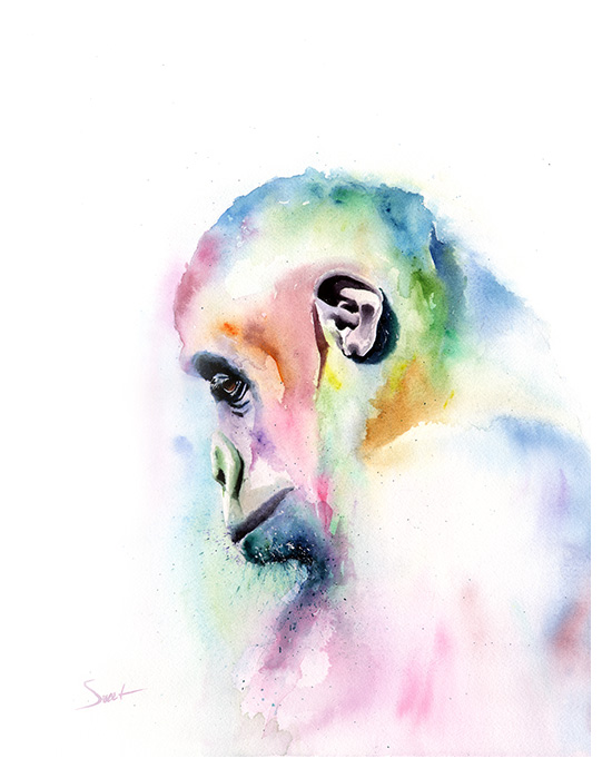 550x699 Gorilla Watercolor Print Watercolor Animal Paintings - Gorilla Watercolor