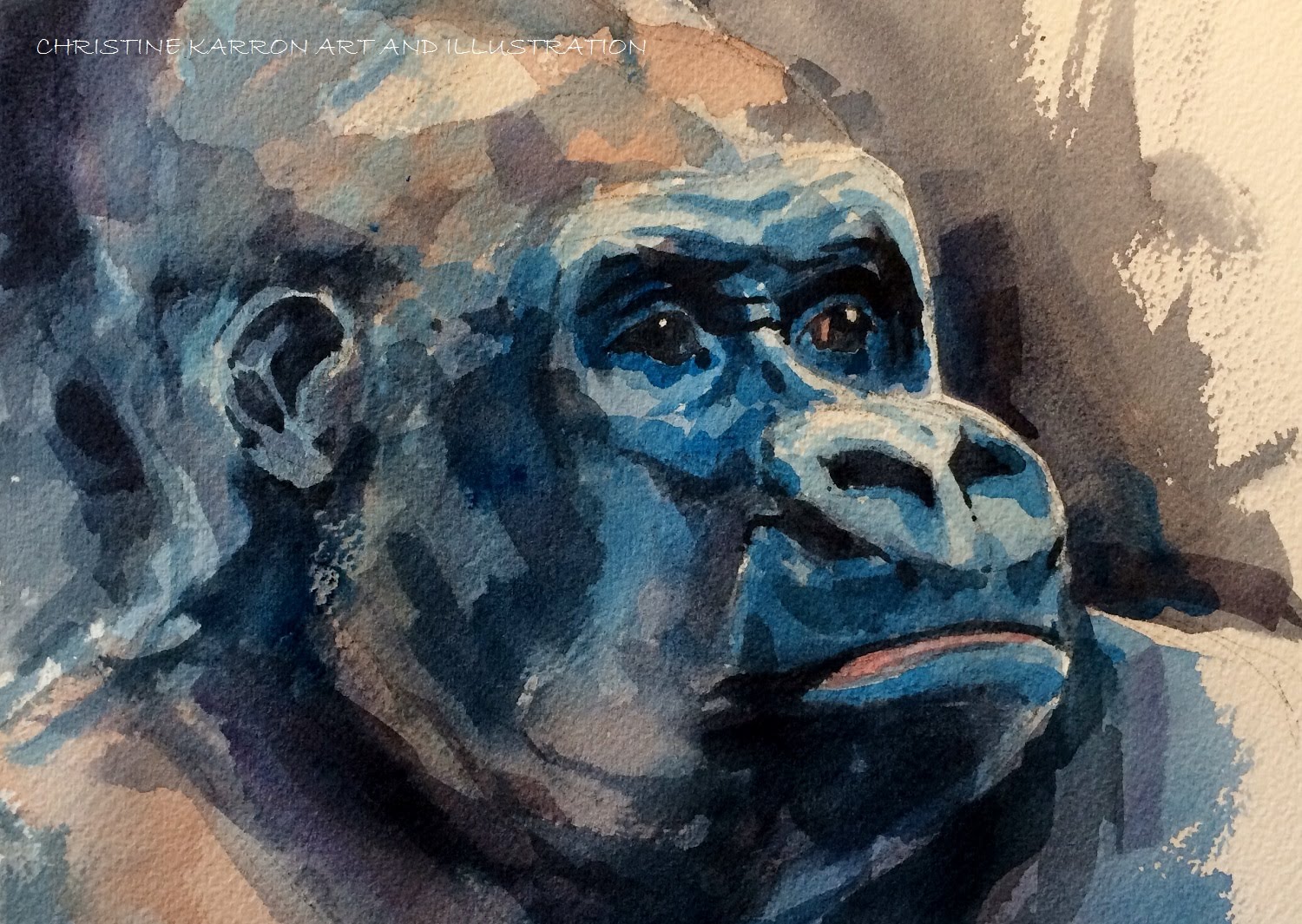 1500x1065 Watercolor Sketch Speedpaint Gorilla Painting By Ch.karron - Gorilla Watercolor