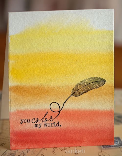 499x640 Water Color Graduated Background (Graded Wash Technique) Cards - Graded Wash Watercolor