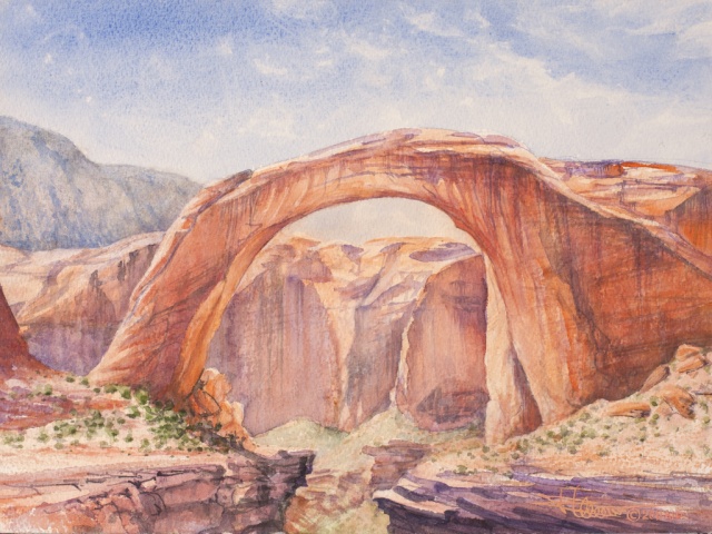 640x480 Rainbow Bridge - Grand Canyon Watercolor