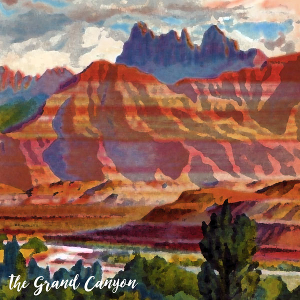 600x600 Scrapbook Customs Left Watercolor Grand Canyon Paper - Grand Canyon Watercolor