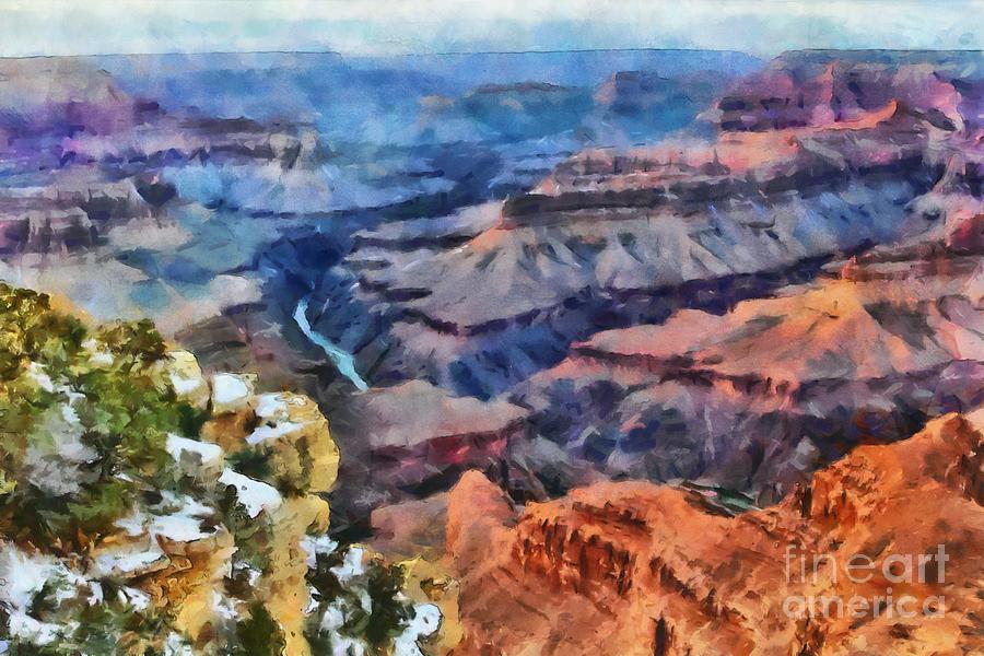 900x600 Sunset At Mohave Point At The Grand Canyon Digital Art By Mary Warner - Grand Canyon Watercolor