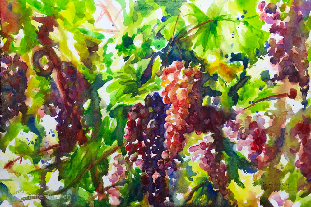 1000x667 Painting Grape Vines In Watercolor Watercolor Painting Tutorial - Grape Vine Watercolor