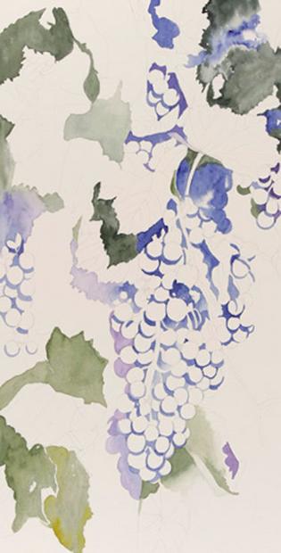 315x620 Watercolor Painting Demonstration Of Grapes On The Vine By Artist - Grape Vine Watercolor
