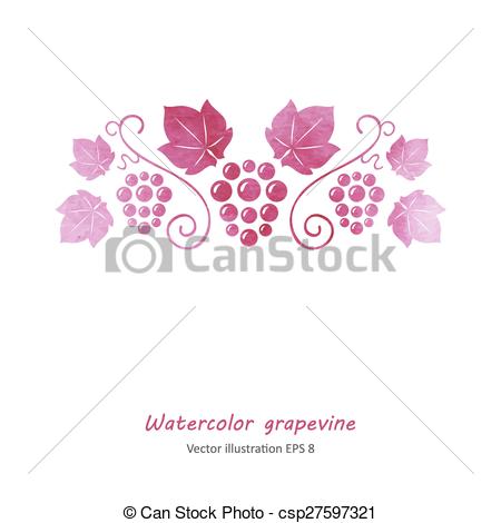 450x470 Watercolor Pink Grape Vine. Watercolor Style Pink Grape Vine - Grape Vine Watercolor
