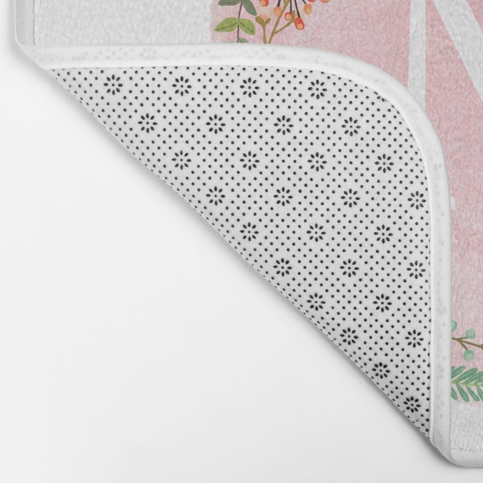 700x700 Flower Wreath With Personalized Monogram Initial Letter M On Pink - Gray Watercolor Paper