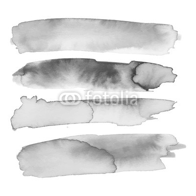400x400 Grayscale Watercolor Brush Stroke Stripes Isolated On White. Hand - Grayscale Watercolor