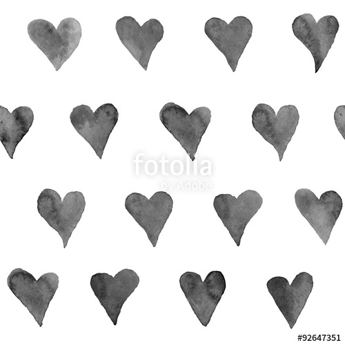 500x500 Watercolor Hearts Seamless Background. Grayscale Watercolor - Grayscale Watercolor