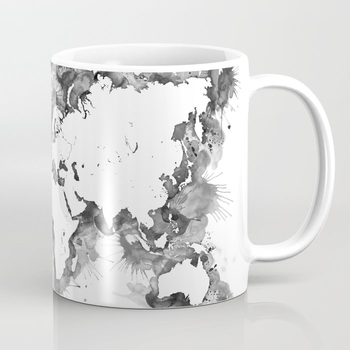 700x700 Watercolor Splatters World Map In Grayscale Coffee Mug By - Grayscale Watercolor