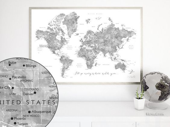 564x423 World Maps, Watercolors And Maps - Grayscale Watercolor