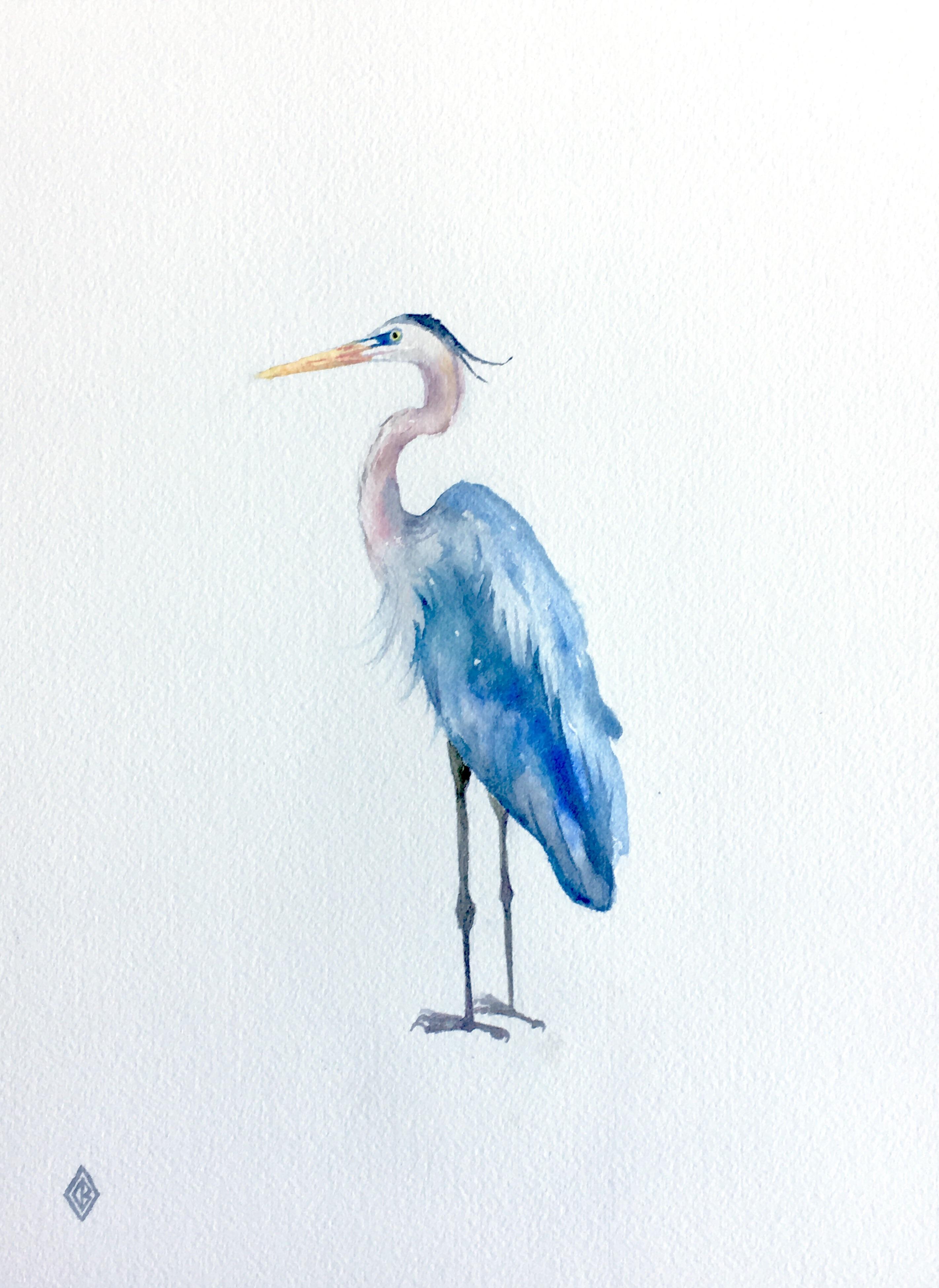 2843x3901 Great Blue Heron, Watercolor, 9 By 12 Inches Art - Great Blue Heron Watercolor