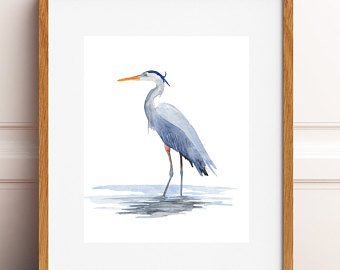 340x270 Heron Watercolor Etsy - Great Blue Heron Watercolor