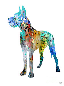 225x300 Great Dane 12 Painting By Watercolor Girl - Great Dane Watercolor